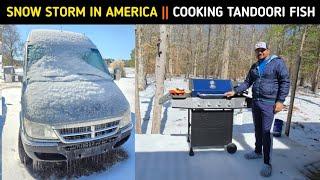 CAMPING in  SNOW STROM AMERICA || INDIAN IN USA 