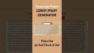 Lorem Ipsum Generator with Javascript | #css #html #viral #video #subscribe #code #animation #lorem