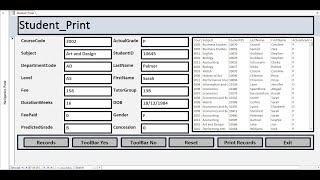 How to Create and Print Student Records in MS Access with Form Using VBA - Part 2 of 2