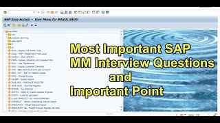 Most Important SAP MM Interview question : Important point about MM Module in SAP