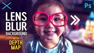 LENS BLUR & Depth Map to Blur Background | Photoshop CC Tutorial