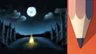 How to paint a night landscape with Autodesk Sketchbook Mobile