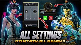 PUBG MOBILE BEST ALL CONTROL SETTINGS & SENSITIVITY | 4 Finger Control Code | Settings & Sensitivity