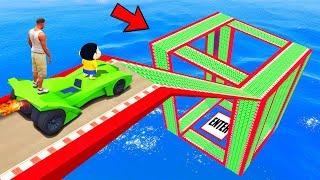 SHINCHAN AND FRANKLIN TRIED THE IMPOSSIBLE MEGA RAMP SPEED BOOSTER QUBE PARKOUR CHALLENGE IN GTA 5