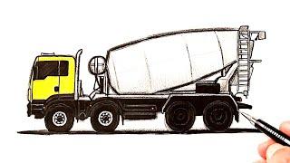 How to draw a Concrete Mixer | Ehedov Elnur