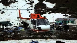 Pawan Hans helicopter landing at Kedarnath base