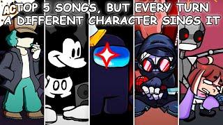 Top 5 Songs but Every Turn a Different Character Sings It - Friday Night Funkin’