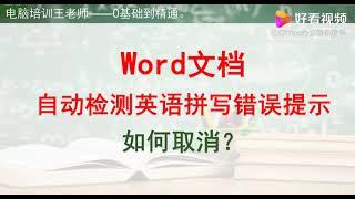 办公软件：Word文档自动检测英语拼写错误提示如何取消？,教育,资格考试,好看视频