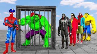 Spiderman's mission prevent Crime prison Team Bad Guy vs Hulk terrorizing the Peaceful City