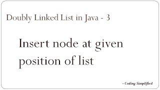 Doubly Linked List in Java - 3: Insert node at given position of list