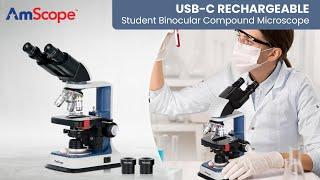 AmScope USB-C Rechargeable Student Binocular Compound Microscope