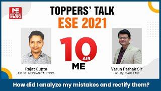 ESE/IES 2021 | Toppers' Talk | Mechanical Engineering | Rajat Gupta | AIR - 10 | MADE EASY Student