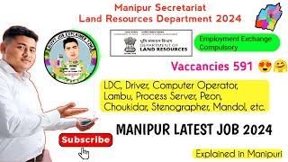 Manipur Land Resources Dept 2024  LDC ,Driver , Peon, Lambu, Mandol Vaccancy 591