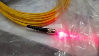 How to check fiber optic cable . Testing of a fiber optic cable by Laser.