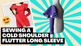 Sewing the Re Drafted Cold Shoulder flutter long sleeve - Sassy Sleeve Saturday!!!