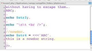 PHP Lesson 2.2 Strings pt. 2 heredoc nowdoc