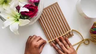 Super Easy Yarn Woven Mat || Cardboard Loom Weaving