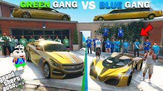 Franklin Blue Gang VS Shinchan Green Gang Collecting Gold Cars In GTA 5!