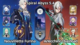 C0 Neuvillette Furina & C0 Arlecchino Overload - Spiral Abyss 5.4 Floor 12 Genshin Impact