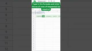 Create a sequential list of numbers using Sequence ( ) formula in Google sheets & Excel