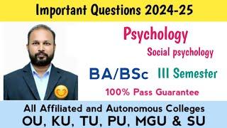 Social Psychology Important Questions 2024-25 BA III Semester 3rd Sem Imp OU KU TU PU SU MGU