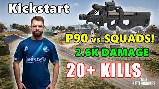 LG Kickstart - 20+ KILLS (2.6K Damage) - P90 vs SQUADS! - PUBG