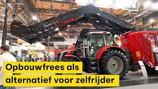 Opbouwfrees over de trekker in combinatie met voermengwagen