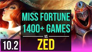 MISS FORTUNE vs ZED (MID) | 1.4M mastery points, 1400+ games, Godlike | EUW Diamond | v10.2