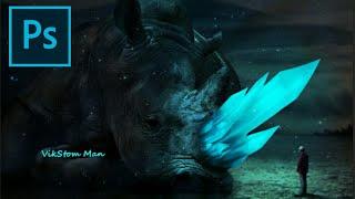 Glowing Rhino || Photoshop Manipulation Fantasy Tutorial