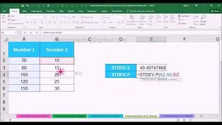 STDEV.S vs STDEV.P Statistical Function with Examples in MS Office Excel 2016