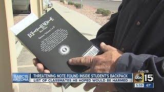 Student carries 'death note' with names