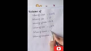 volume of 3d shapes #Basic math formulas #Youtubeshorts