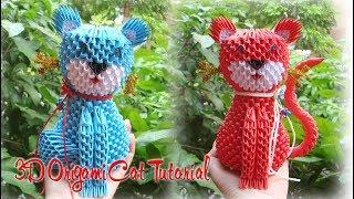 How To Make 3D Origami Cat , cat  decoration | Cómo hacer 3D Origami Gato