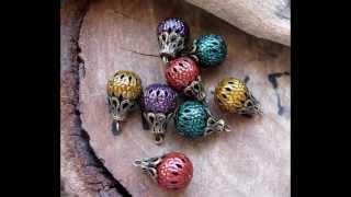 Filigree Hollow Beads - Enameled colored beads for jewelry making - Handmade Supplies by Nadin