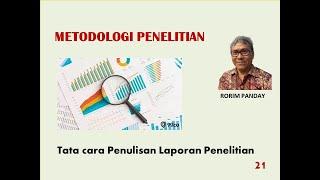 Tata cara Penulisan Laporan Penelitian