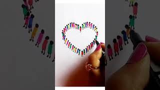 People Heart Drawing. Drawing People Heart. People Heartdrawing idea.#shorts#satisfying #art #viral