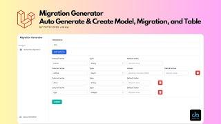 Laravel Stater Pack | Migration Generator, Auto Generate, Create Model, Migration, and Table