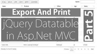 Print And Export in jQuery Datatable - Part 5