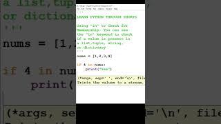 How to use in membership operator in python #shorts #pythonforbegineers #python #pythontutorial