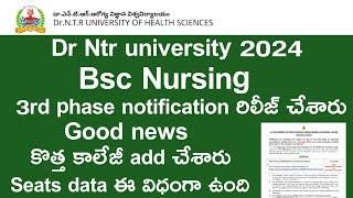 DR NTR UNIVERSITY 2024 Bsc Nursing 3rd Phase Notification released