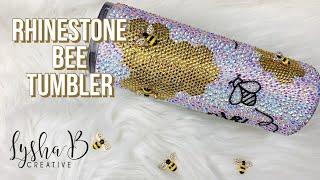 Rhinestone Bee Tumbler, how to do scatter method bling, apply rhinestones over vinyl, bling basics