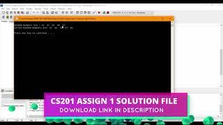 CS201 Intro to Programming ASSIGNMENT 1 SOLUTION FALL 2018 | SSWT