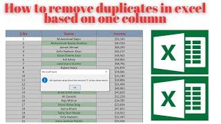 How to remove duplicates in excel based on one column