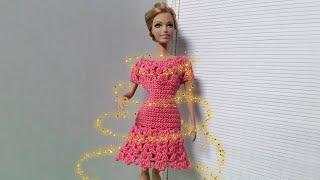 Платье с круглой ажурной кокеткой. Мастер-класс. Crochet Barbie.