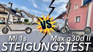 Xiaomi Mi 1s vs Ninebot Max G30d II - Wer kommt besser den Berg hoch? Steigungstest Vergleich