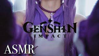 Keqing ASMR Hand Movements Genshin Impact Cosplay | natural rain & thunder sounds (no talking)