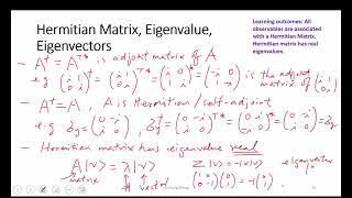 L4-3 Hermitian matrix, unitary matrix, eigenvalue, eigenvector, transformation, Projection Operator