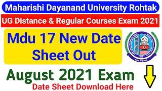 Mdu UG Regular & Distance Courses Date Sheet 2021 | MDU 5th Sem Date Sheet | Mdu Distance Date Sheet