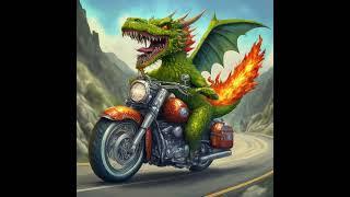 a dragon is riding a motorcycle