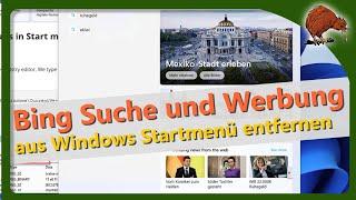 Bing Suche und Werbung aus dem Windows-Startmenü entfernen